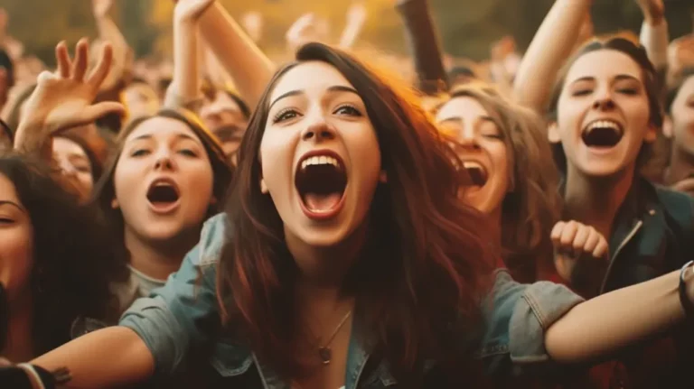Screaming fans at a concert