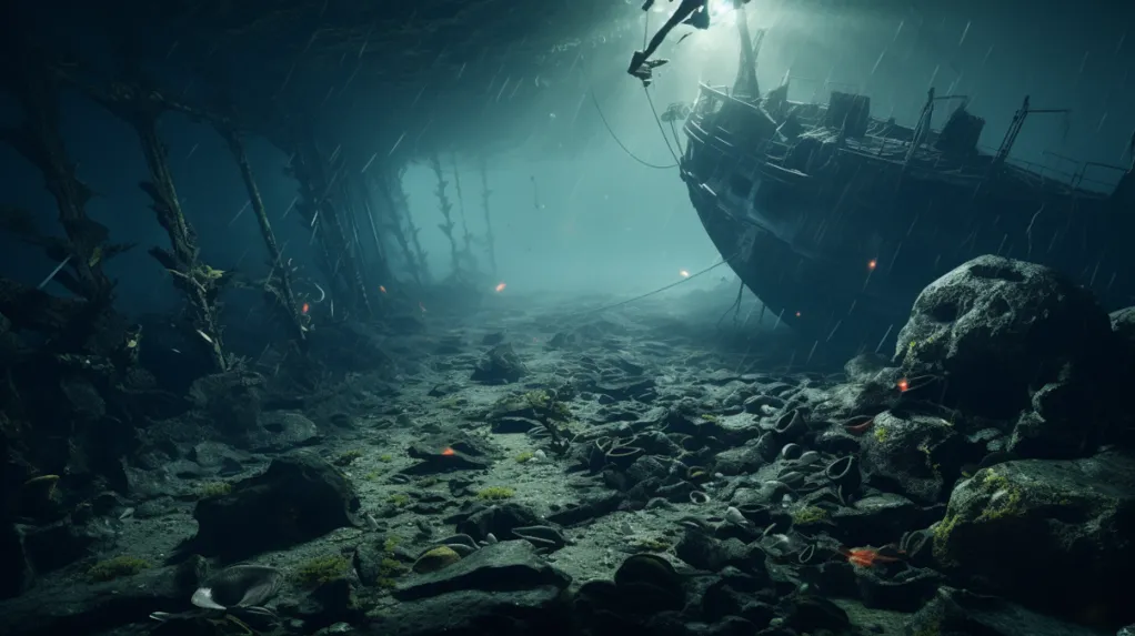 An underwater ship wreck