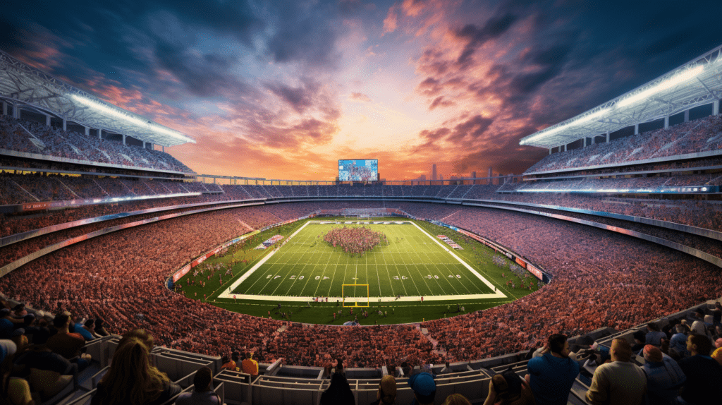 Football stadium during a game