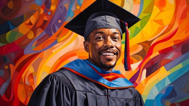 A man wearing a graduate cap and gown