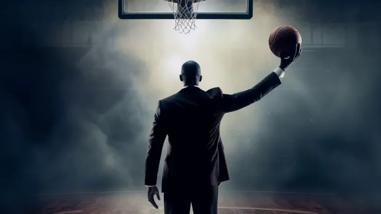 Business man basketball star