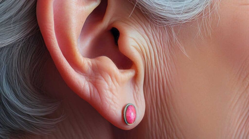 A senior woman's ear