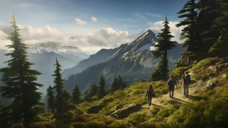 A family hiking on vacation