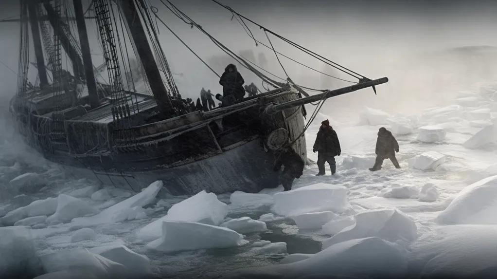 Depiction of a polar shipwreck