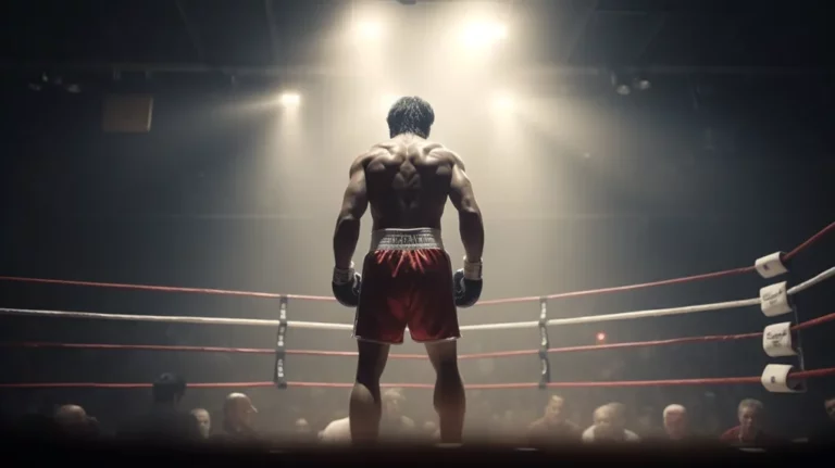 A boxer in the ring, looking ready to win