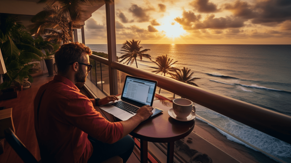 Remote worker with a great view