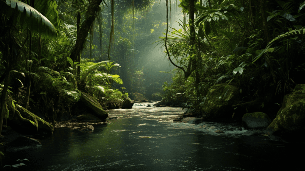 Artist depiction of the Amazon jungle