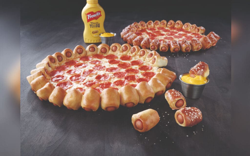 Hot Dog Stuffed Crust Pizza