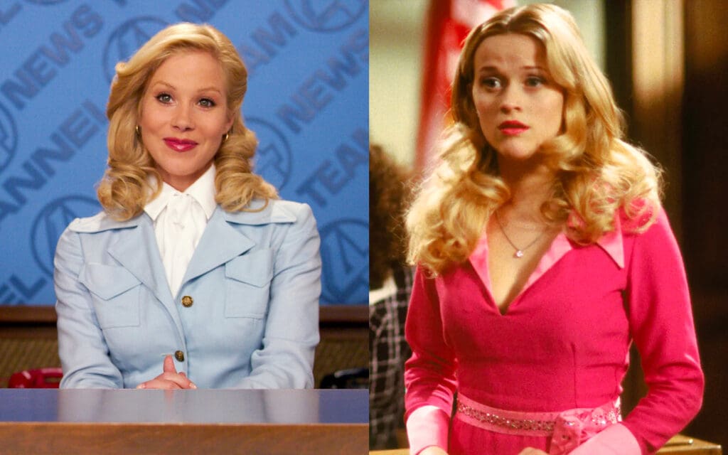Christina Applegate in Anchorman and Reese Witherspoon in Legally Blonde