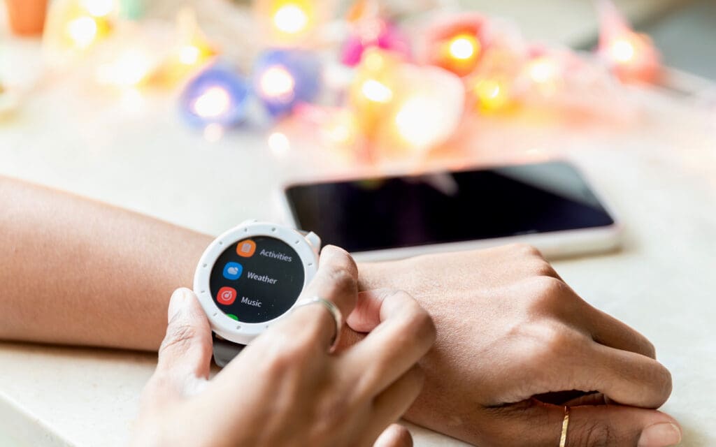 Smartwatch with smart phone.