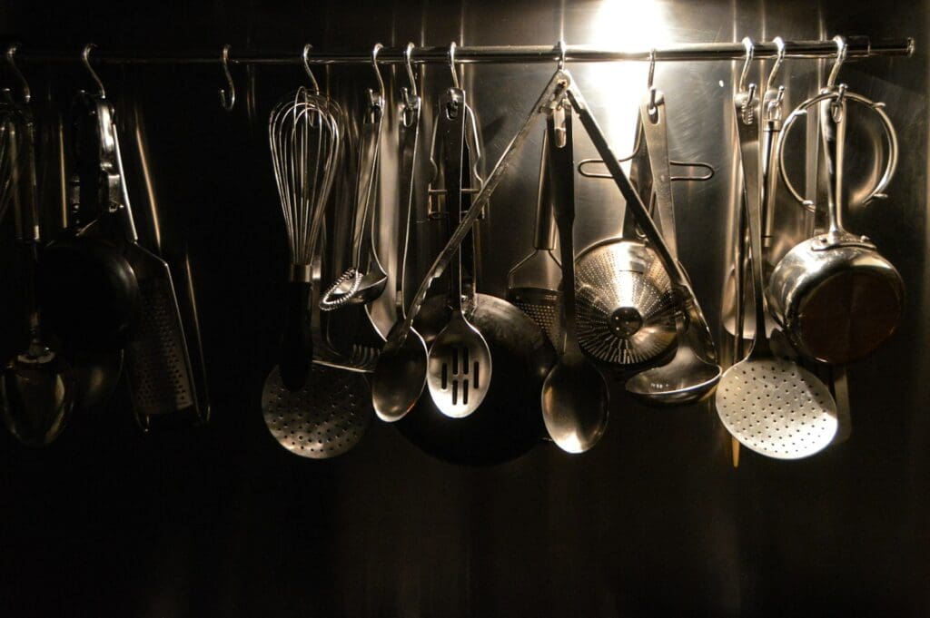 stainless steel spoons and utensils
