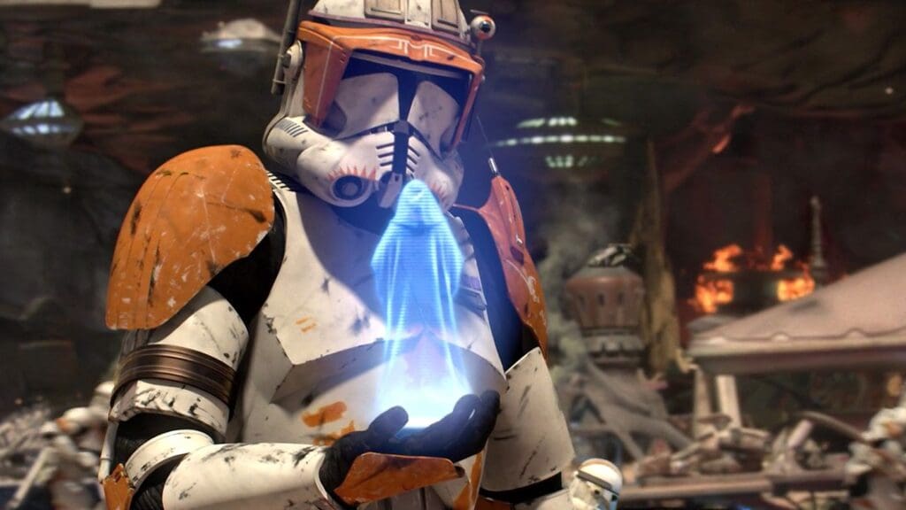 Commander Cody receives the order to exedcute all of the Jedi from Palpatine