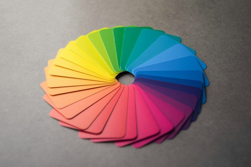 a circle of different colors on a table