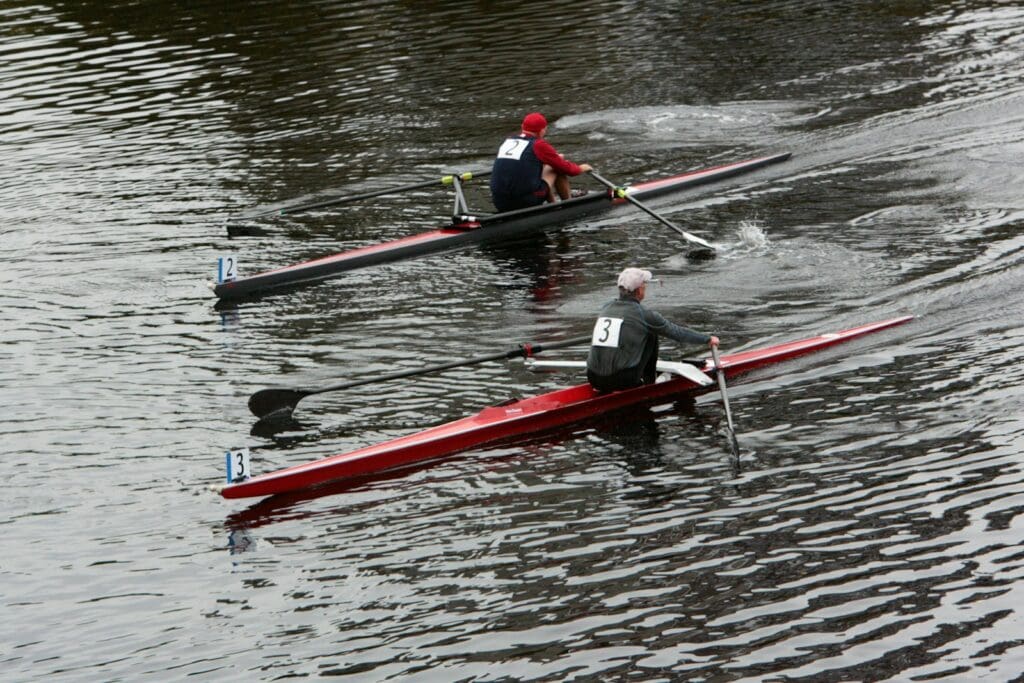 a couple of people that are in some water