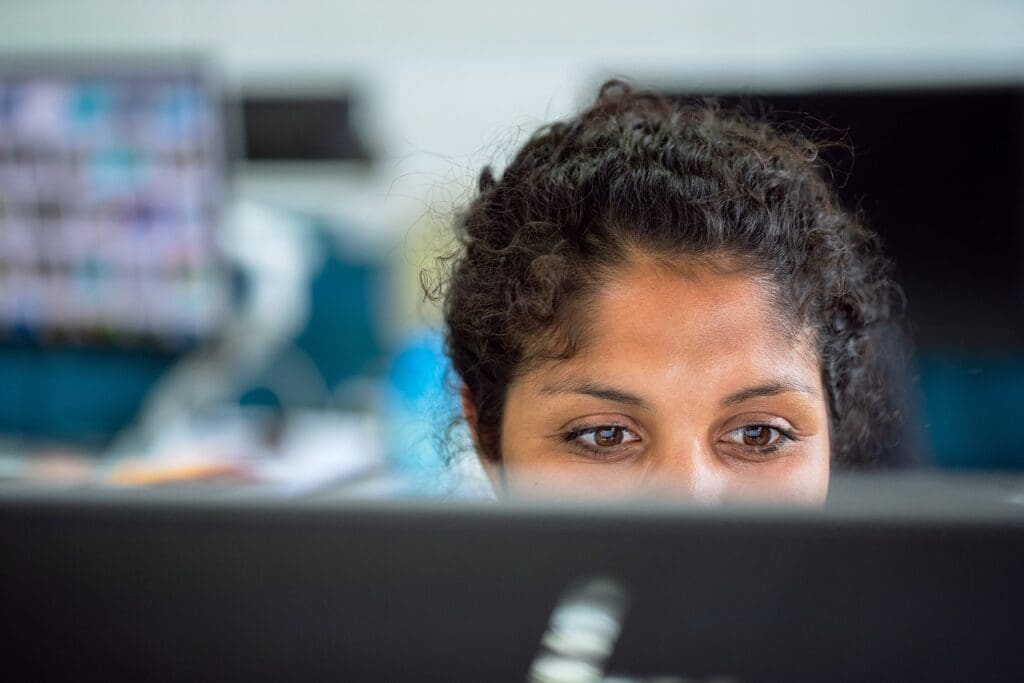 woman, work, office