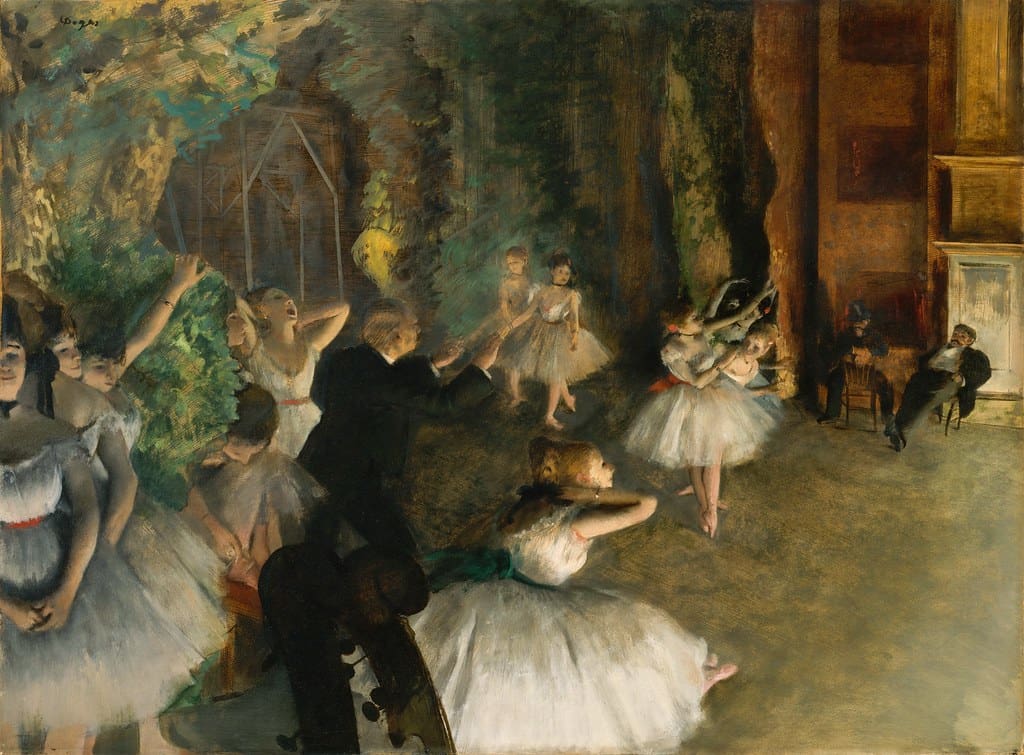 Edgar Degas - Rehearsal of the Ballet Onstage [c.1874]