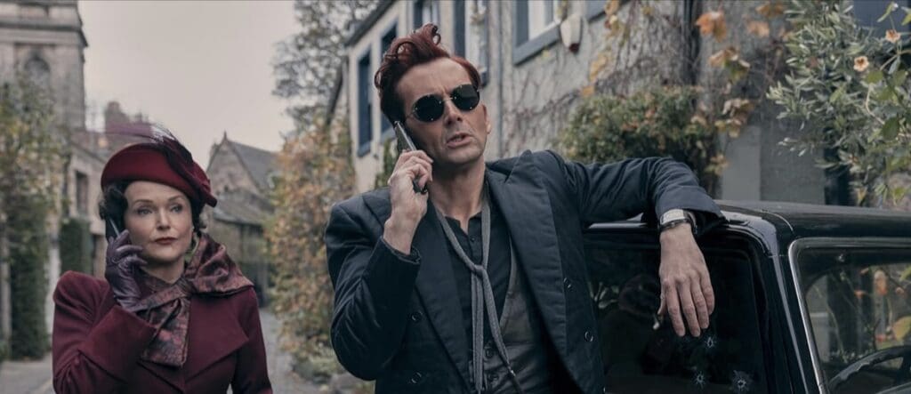 David Tenant and Miranda Richardson in Good Omens