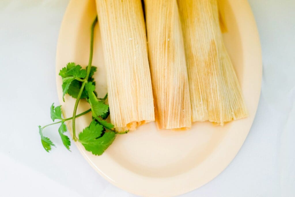 green parsley and tamales