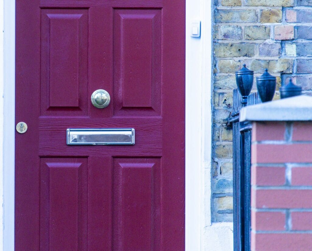 closed purple wooden door