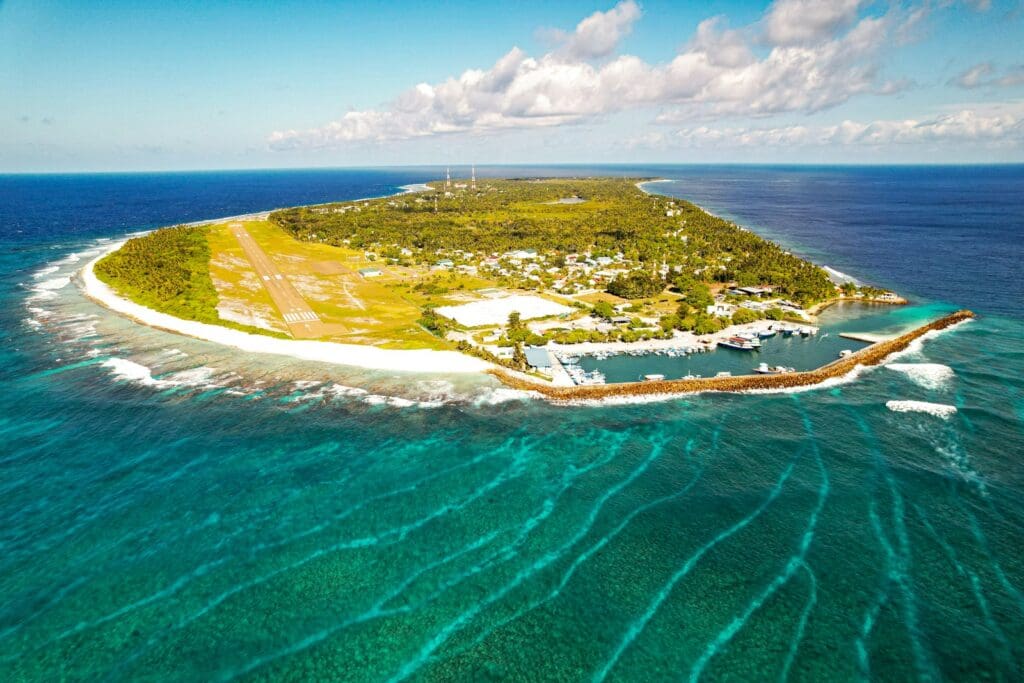 a small island in the middle of the ocean