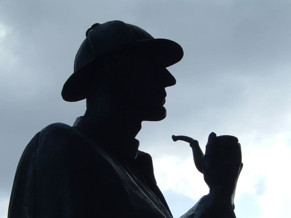 Sherlock Holmes outside Baker Street underground station