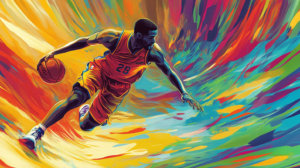 Abstract depiction of a basketball player