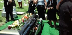 group of people attending burial