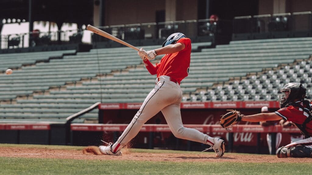 A baseball player hits a home run