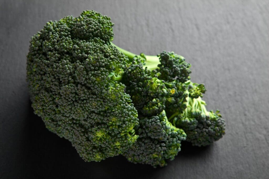 green broccoli on gray textile