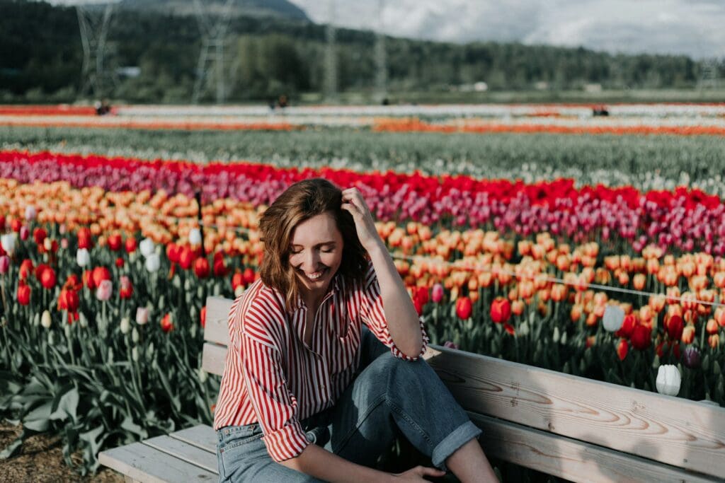 woman sitting on bench