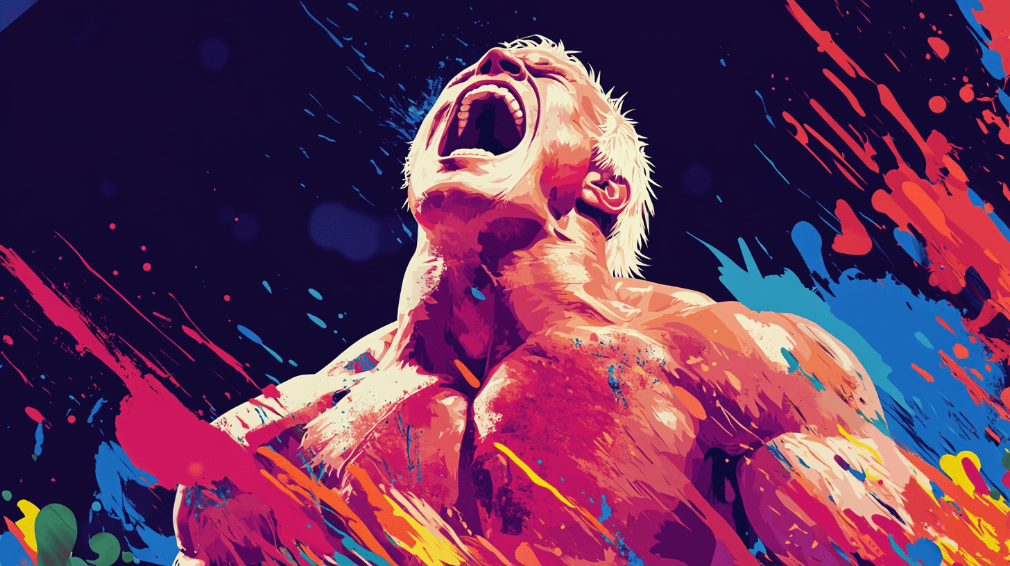 Illustration of a wrestler in action