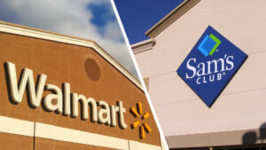 Walmart and Sam's Club logos on buildings