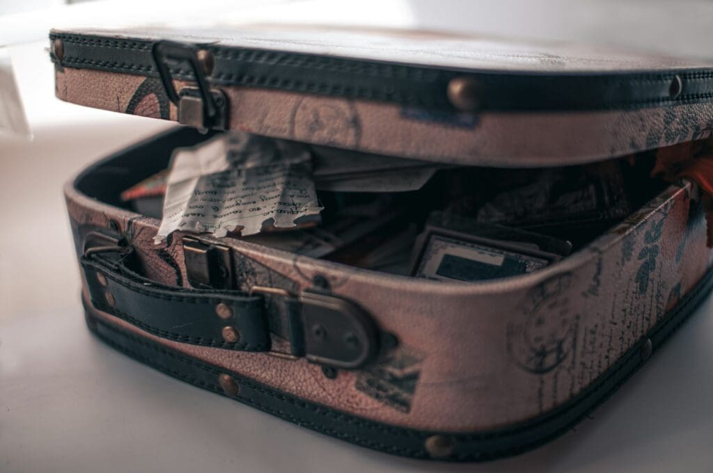 a piece of luggage that is sitting on a table