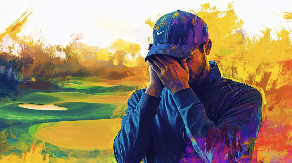 Disappointed man on golf course