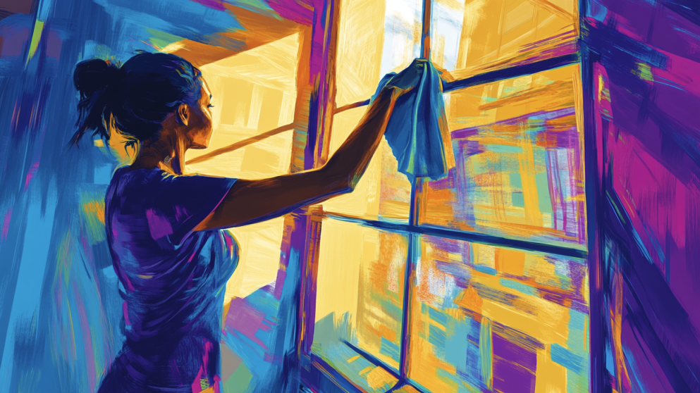 woman washing windows