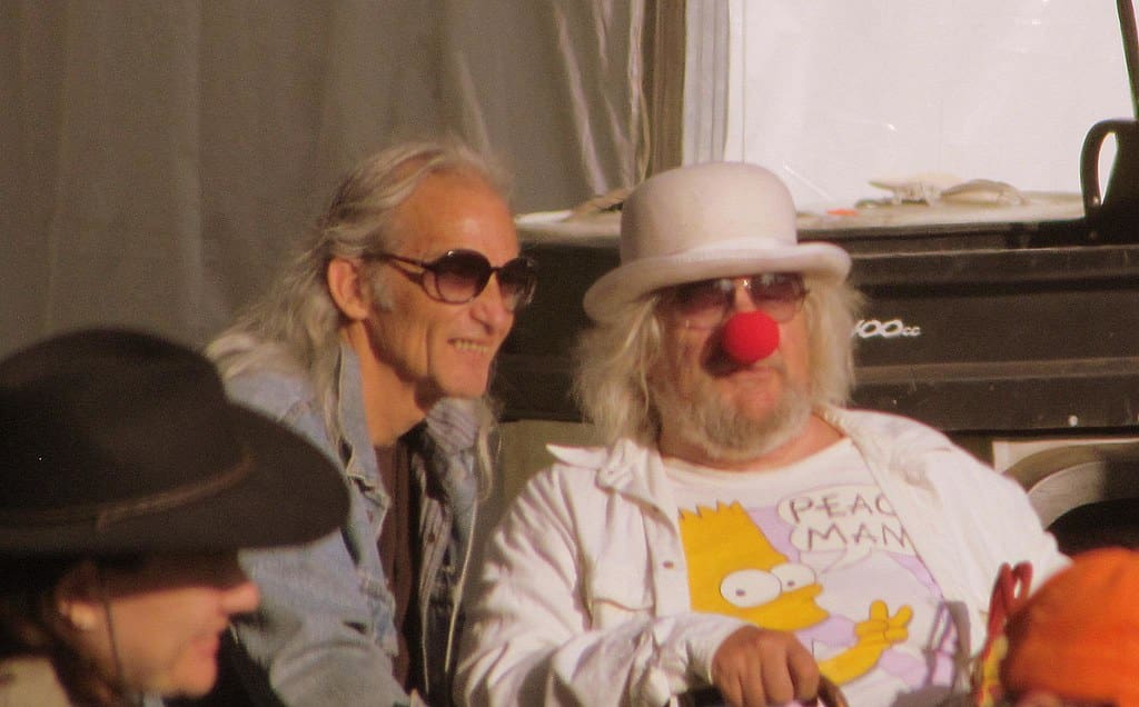 Jimmie Dale Gilmore & Wavy Gravy spotted backstage. The nose knows!