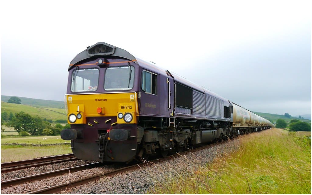 66743 'Belmond Royal Scotsman', a rare visitor to the S&C, with the evening cement train to Carlisle