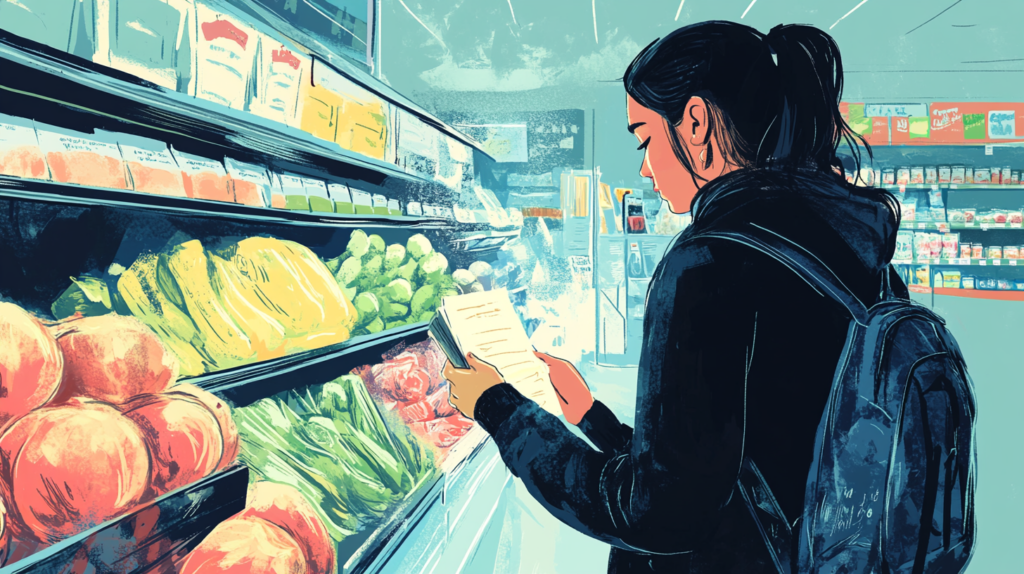 Woman shopping for groceries