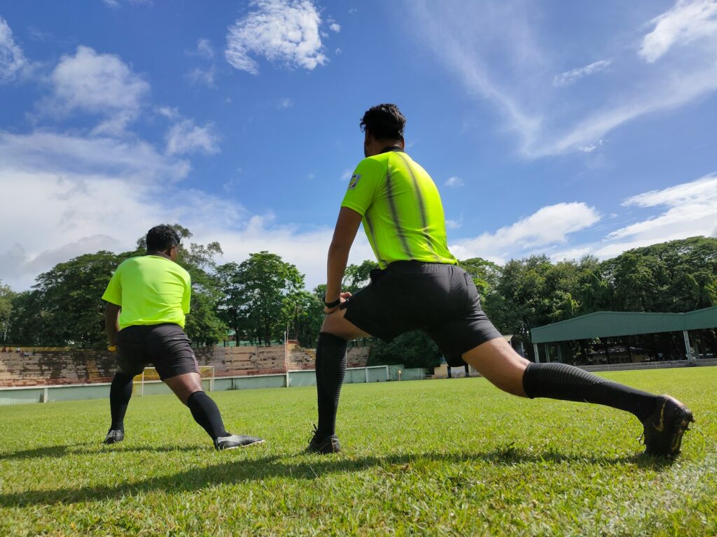 a person running on a field