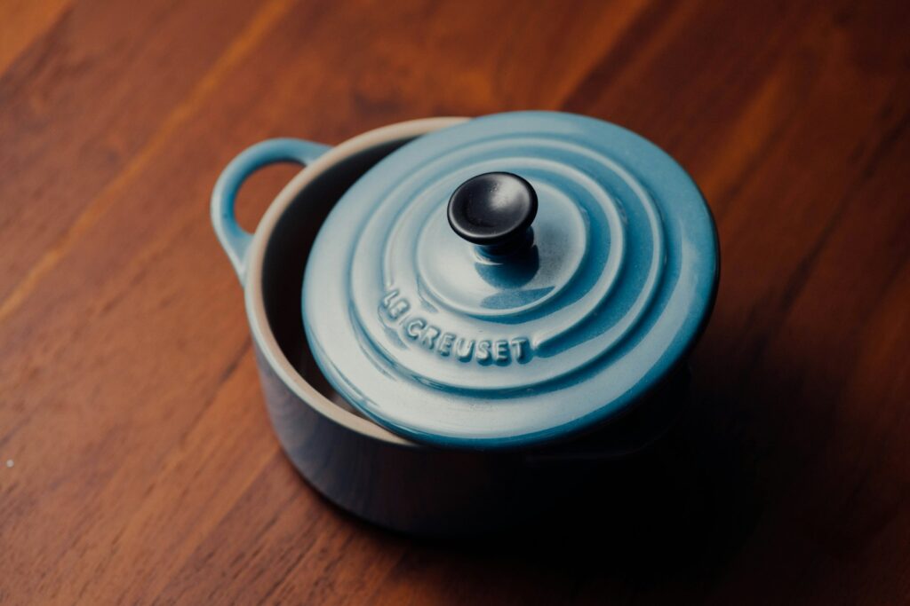 round blue ceramic bowl