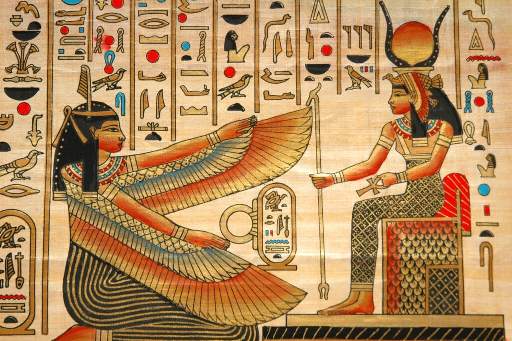 Papyrus with elements of egyptian ancient history