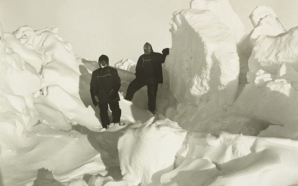 Shackleton and Wild among the pressure ridges in the pack ice