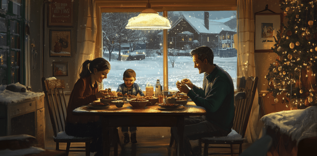 A cozy winter dinner with family