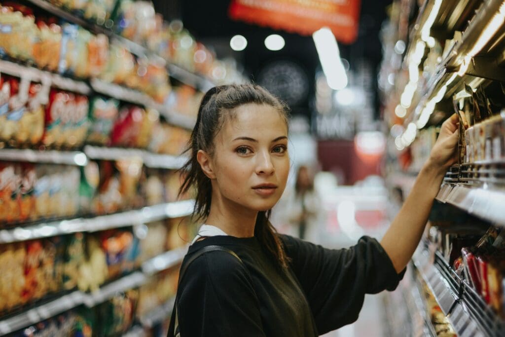 Woman getting food