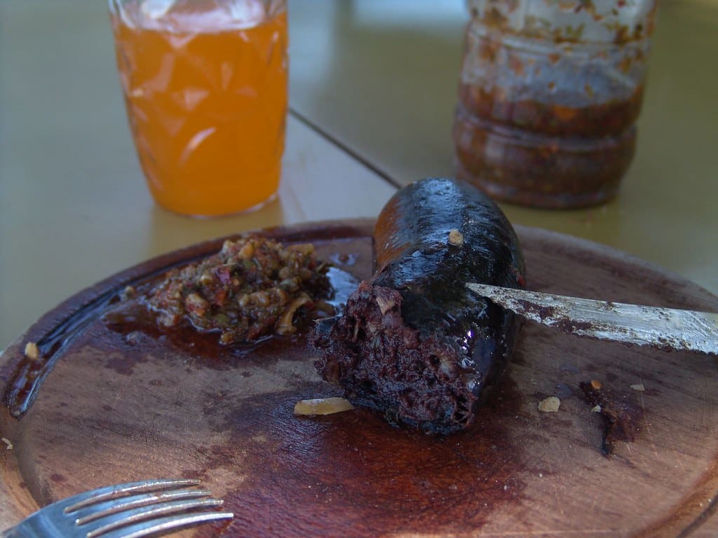 Buenos Aires: Blood sausage, chimichurri sauce and orange soda.
