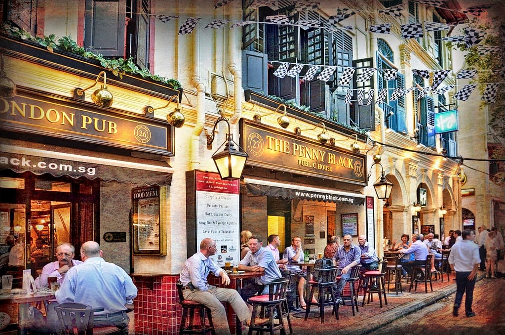 The old rustic charm of Boat Quay is still a favorite haunt with expats after a hard day's work...