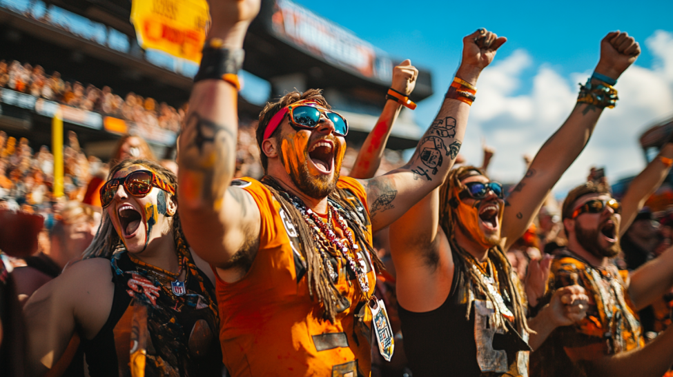 Fans chanting at an NFL game
