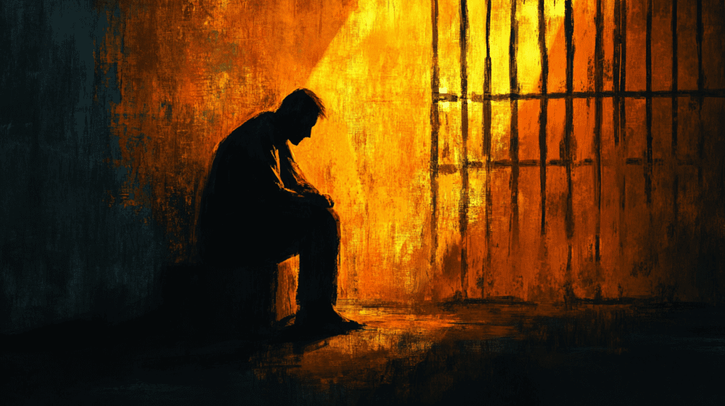 A man sits in prison