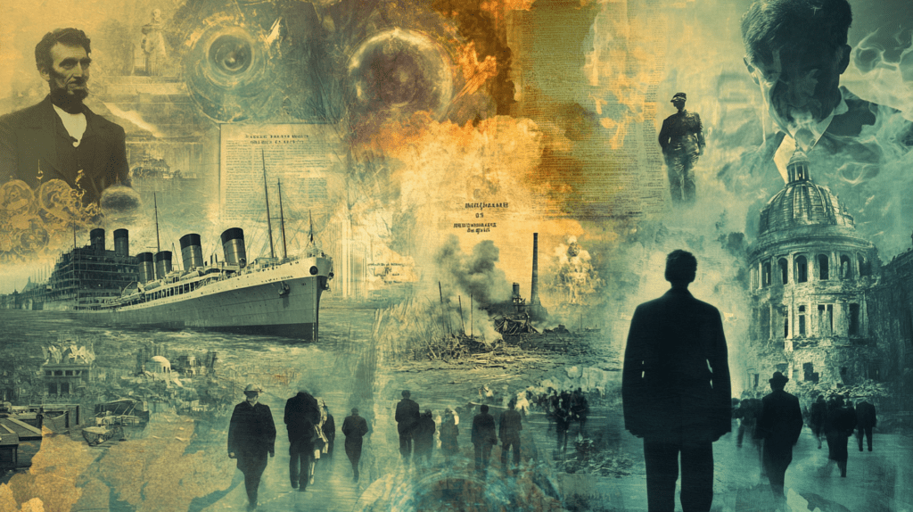 Artistic collage of historical coincidences