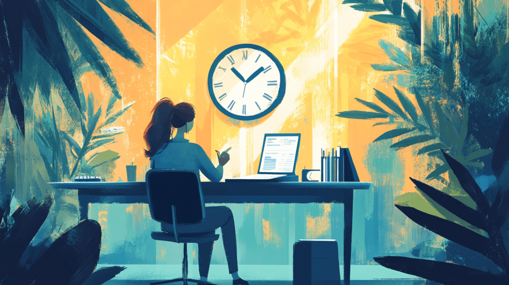 Office worker watching the clock